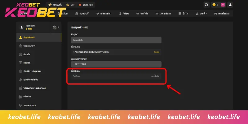 เพิ่มข้อมูลอีเมล